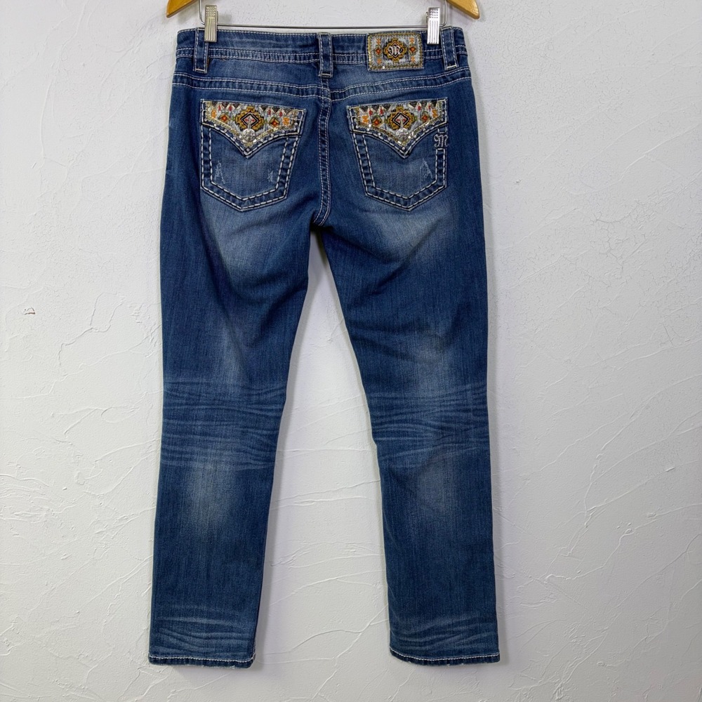 Miss Me Low Rise Straight Jeans Womens 30 Embellished Sequins Bling Western